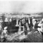 A converted 4.7in naval gun being fired at Magersfontein.
